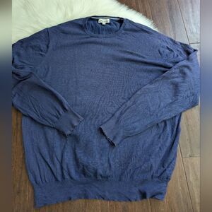 Peter Millar Pima Cotton Silk Cashmere Navy Blue Crewneck Sweater L Large